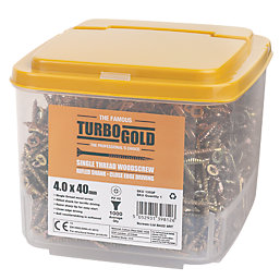 TurboGold  PZ Double-Countersunk  Multipurpose Screws 4mm x 40mm 1000 Pack