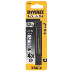 DeWalt Extreme Straight Shank Metal Drill Bits 1.5mm x 34mm 2 Pack Screwfix