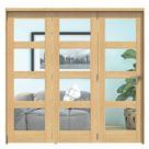 Green & Taylor  3-Door 4-Clear Light Satin Lacquered Oak Wooden Shaker Internal Bi-Fold Fully Finished Door 2060mm x 2133mm