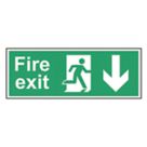 Non Photoluminescent "Fire Exit Man Down Arrow" Sign 150mm x 400mm