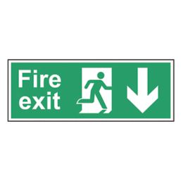 Essentials  Non Photoluminescent "Fire Exit Man Down Arrow" Sign 150mm x 400mm