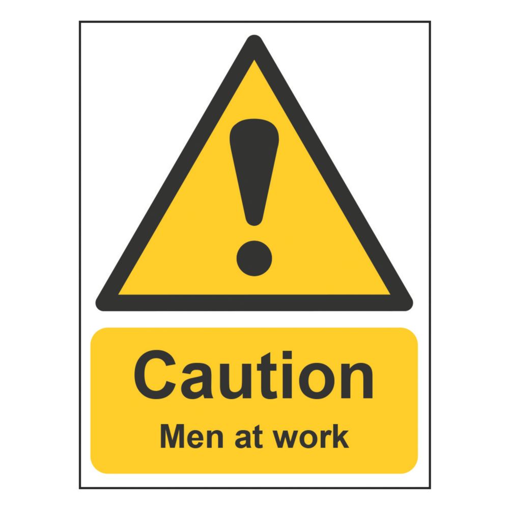 Essentials "Caution Men At Work" Sign 500mm x 300mm Screwfix