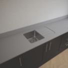 Metis  Light Grey Kitchen Worktop with 1 Bowl Stainless Steel Sink 3050mm x 620mm x 15mm