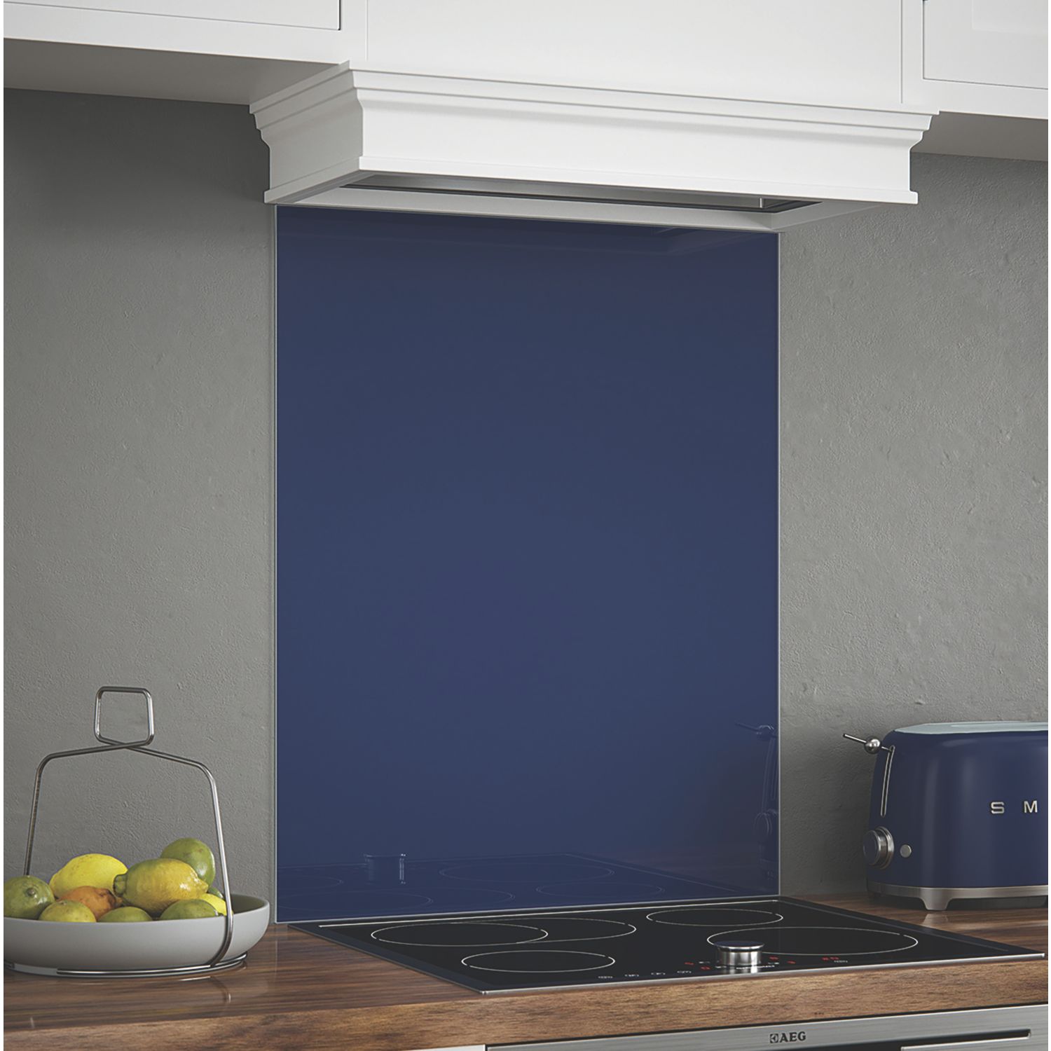 Splashback Midnight Blue Self-Adhesive Glass Kitchen Splashback 600mm x 750mm x 6mm (135RX)