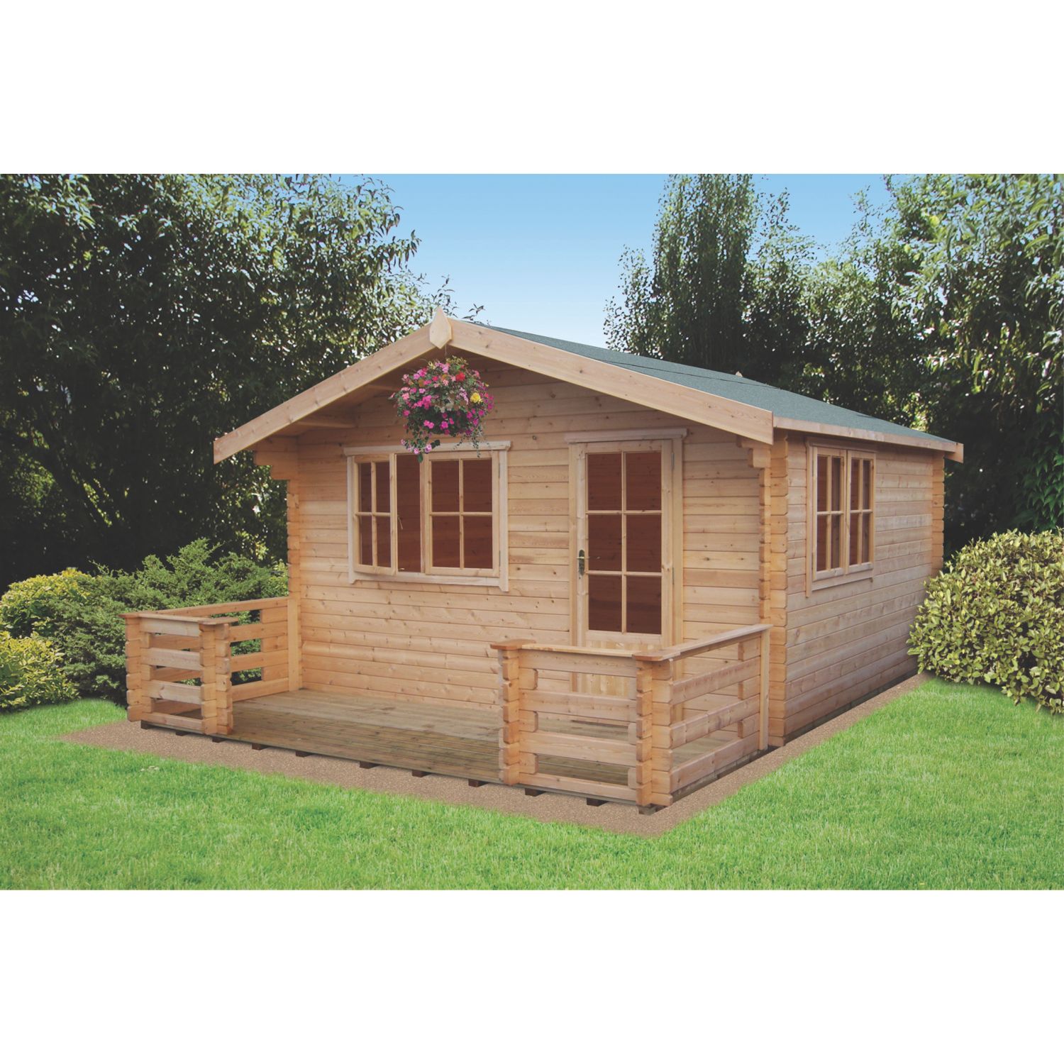 Shire Kinver 13 ' 6" x 14' (Nominal) Apex Timber Log Cabin (13665)