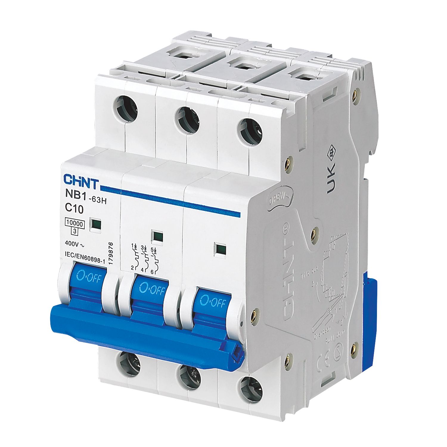 Chint NB1 10A TP C Curve 3-Phase MCB (1367V)