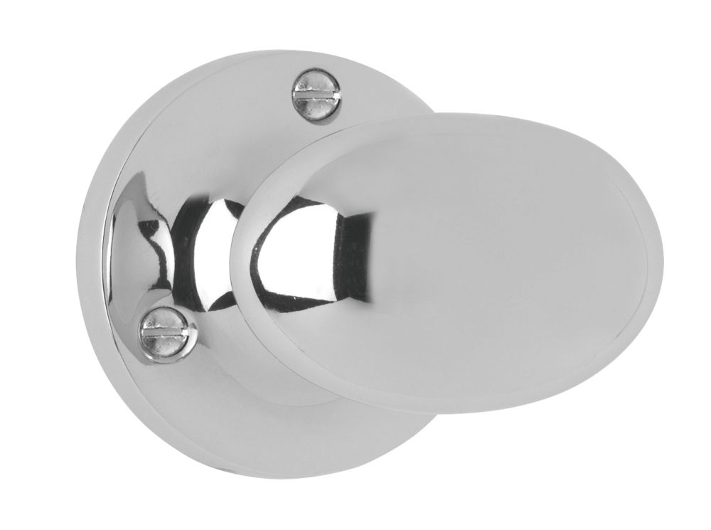 Smith & Locke Oval Mortice Knobs 55mm Pair Polished Chrome Screwfix