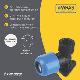 Flomasta  MDPE Wall-Plate Elbow 25mm x 1/2"