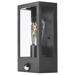 Sylvania Yourhome Sylwall Lumina Outdoor Aluminium & Glass Wall Light With PIR Sensor Black