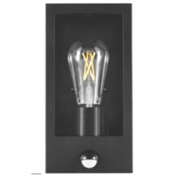 Sylvania Yourhome Sylwall Lumina Outdoor Aluminium & Glass Wall Light With PIR Sensor Black