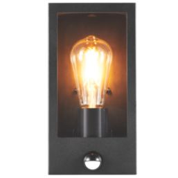Sylvania Yourhome Sylwall Lumina Outdoor Aluminium & Glass Wall Light With PIR Sensor Black