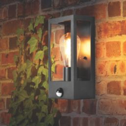 Sylvania Yourhome Sylwall Lumina Outdoor Aluminium & Glass Wall Light With PIR Sensor Black