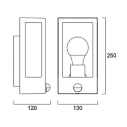 Sylvania Yourhome Sylwall Lumina Outdoor Aluminium & Glass Wall Light With PIR Sensor Black
