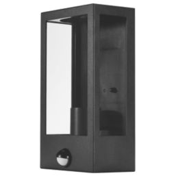 Sylvania Yourhome Sylwall Lumina Outdoor Aluminium & Glass Wall Light With PIR Sensor Black