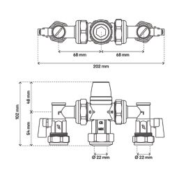 Flomasta  Thermostatic Mixing Valve 22mm