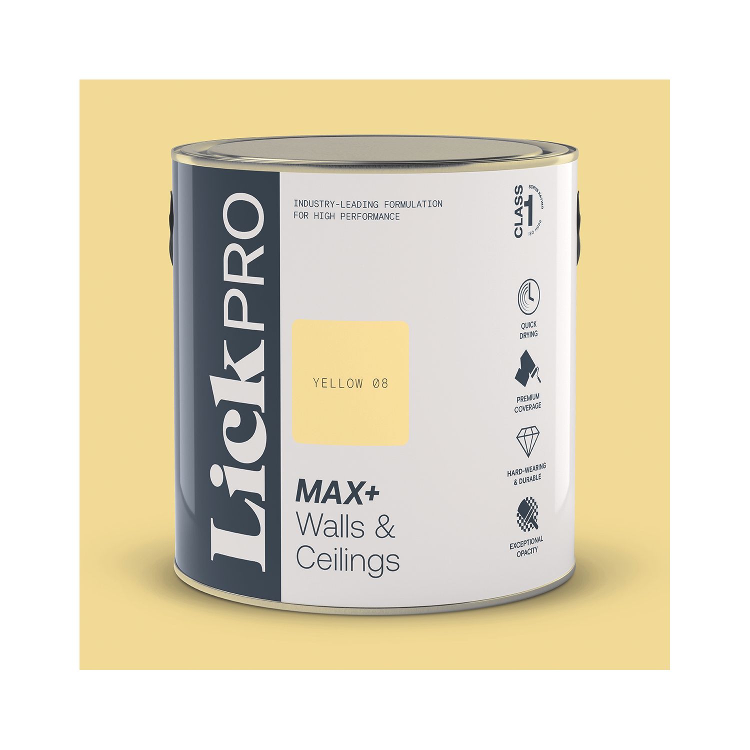 LickPro Max+ 2.5Ltr Yellow 08 Eggshell Emulsion Paint (136JY)
