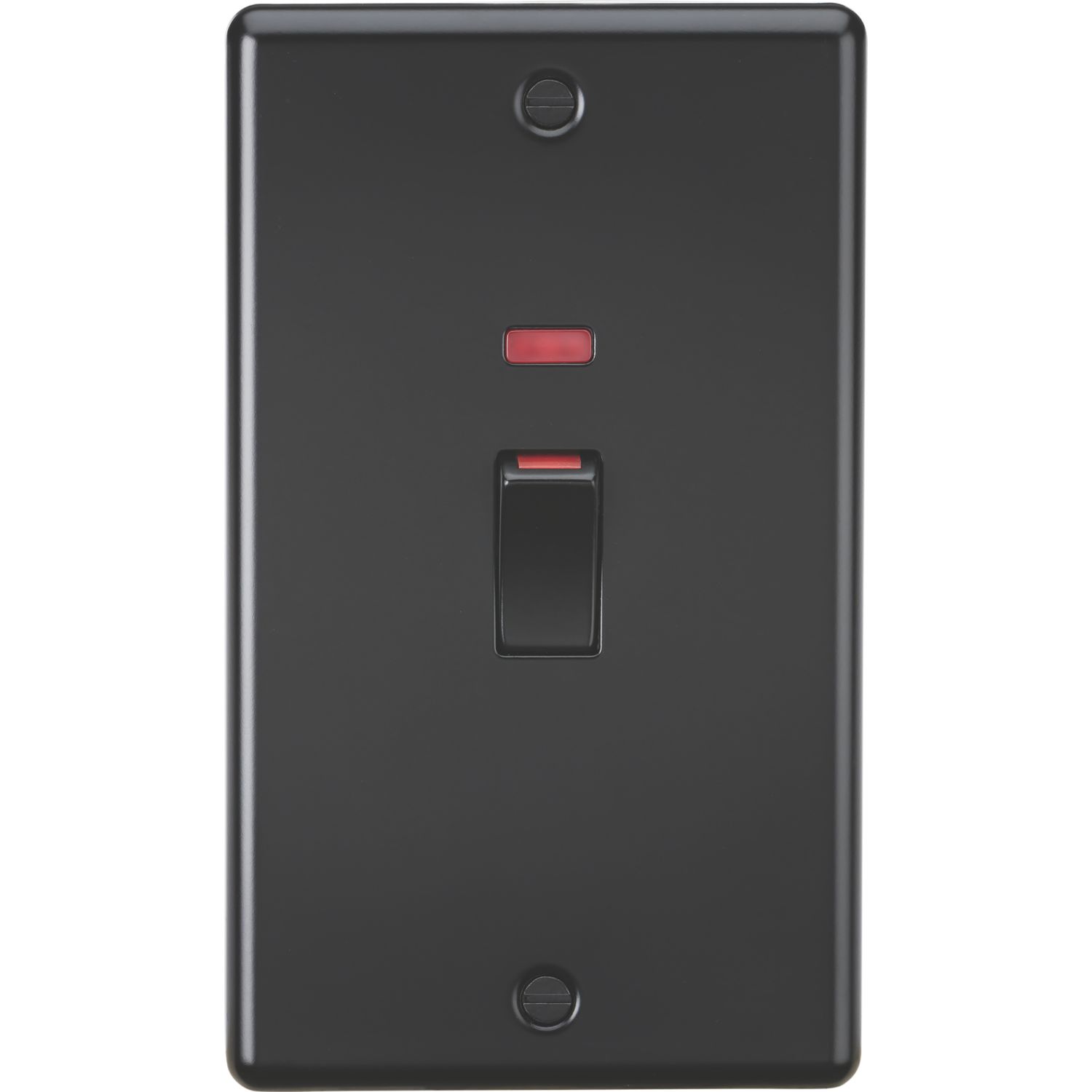 Knightsbridge 45A 2-Gang DP Cooker Switch Matt Black with Neon with Black Inserts (136PY)