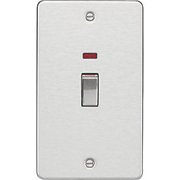 Knightsbridge  45A 2-Gang DP Control Switch Brushed Chrome with LED