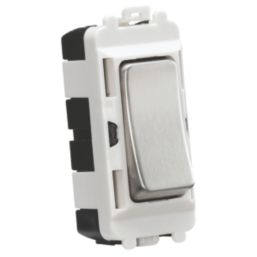 Knightsbridge  20AX Grid SP Centre Off Control Switch Brushed Chrome
