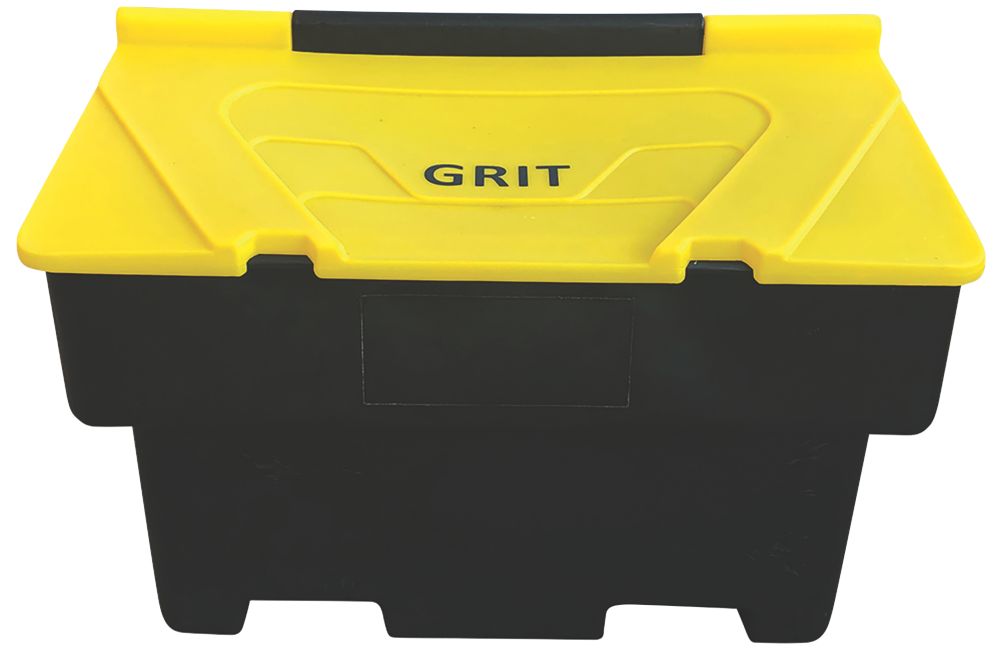 Essentials EcoFriendly Stackable Grit Bin Black / Yellow 200Ltr Screwfix