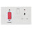 British General 800 Series 45A 2-Gang DP Cooker Switch & 13A DP Switched Socket White with LED