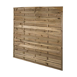 Forest Flat Double-Slatted  Fence Panel Natural Timber 6' x 6' Pack of 4