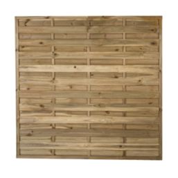 Forest Flat Double-Slatted  Fence Panels Natural Timber 6' x 6' Pack of 4