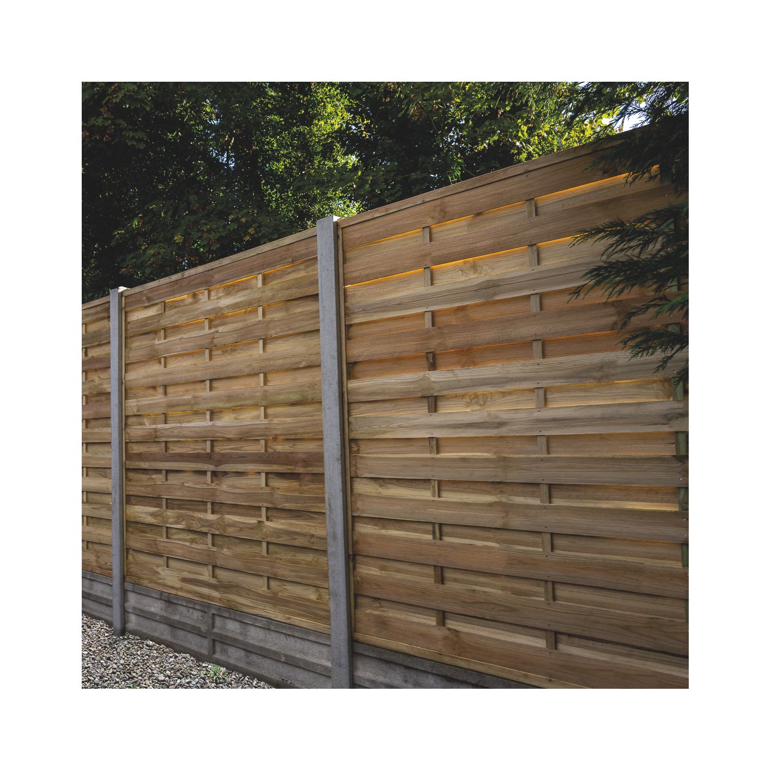 Forest Flat Double-Slatted Fence Panels Natural Timber 6' x 6' Pack of 4 (137JN)