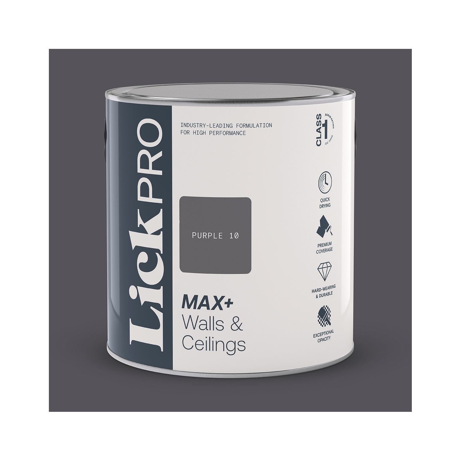 LickPro Max+ 2.5Ltr Purple 10 Matt Emulsion Paint (137JX)