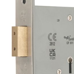 Smith & Locke Fire Rated  5 Lever Nickel Deadlock 76mm Case - 57mm Backset