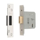 Smith & Locke Fire Rated  5 Lever Nickel Deadlock 76mm Case - 57mm Backset