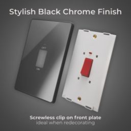 British General Evolve 45A 2-Gang 2-Pole Cooker Switch Black with LED