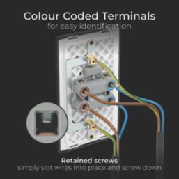 British General Evolve 45A 2-Gang 2-Pole Cooker Switch Black with LED