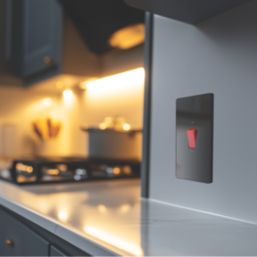 British General Evolve 45A 2-Gang 2-Pole Cooker Switch Black with LED