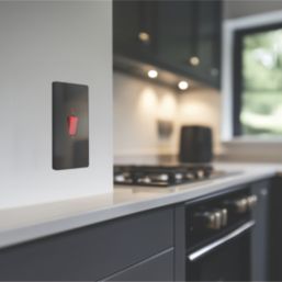 British General Evolve 45A 2-Gang 2-Pole Cooker Switch Black with LED