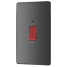 British General Evolve 45A 2-Gang 2-Pole Cooker Switch Black with LED