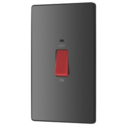 British General Evolve 45A 2-Gang 2-Pole Cooker Switch Black with LED