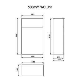 Newland  Floorstanding WC Unit Midnight Mist Matt 600mm x 2450mm x 850mm