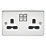 Knightsbridge  13A 2-Gang DP Switched Double Socket Polished Chrome  with Black Inserts