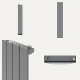 Flomasta  1800mm x 288mm 2133BTU Silver Vertical Designer Radiator