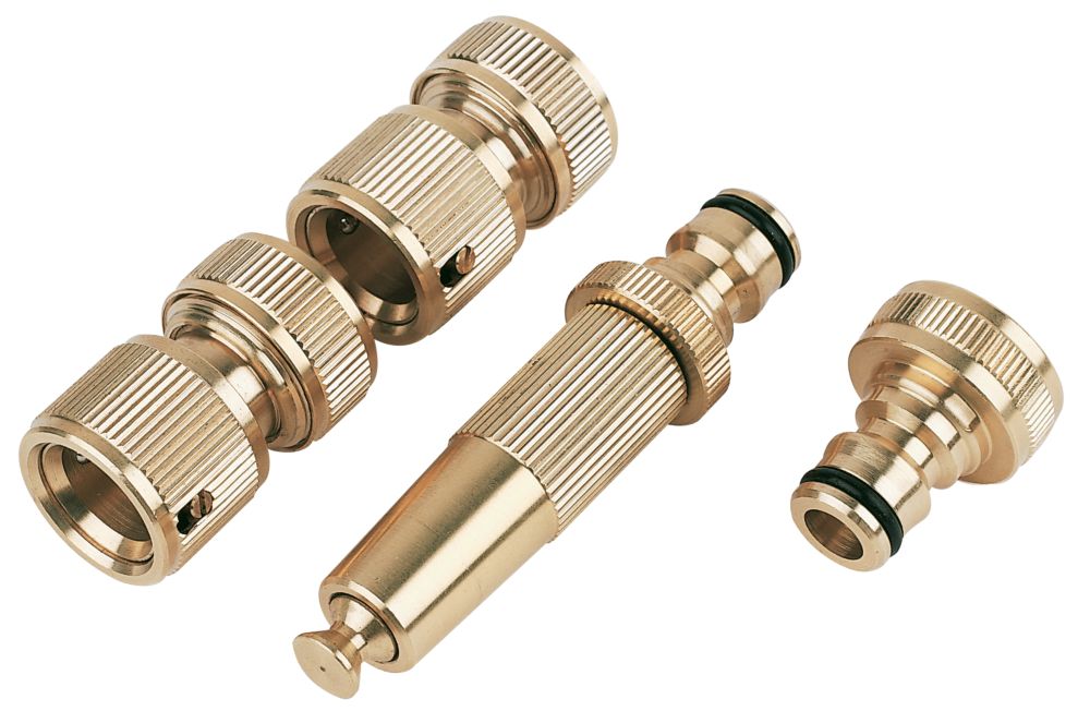 Brass Hose Fitting Set 4 Pcs Screwfix