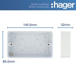Hager Sollysta WMPB2/28  2-Gang Surface Pattress  Back Box 28mm