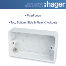 Hager Sollysta WMPB2/28  2-Gang Surface Pattress  Back Box 28mm