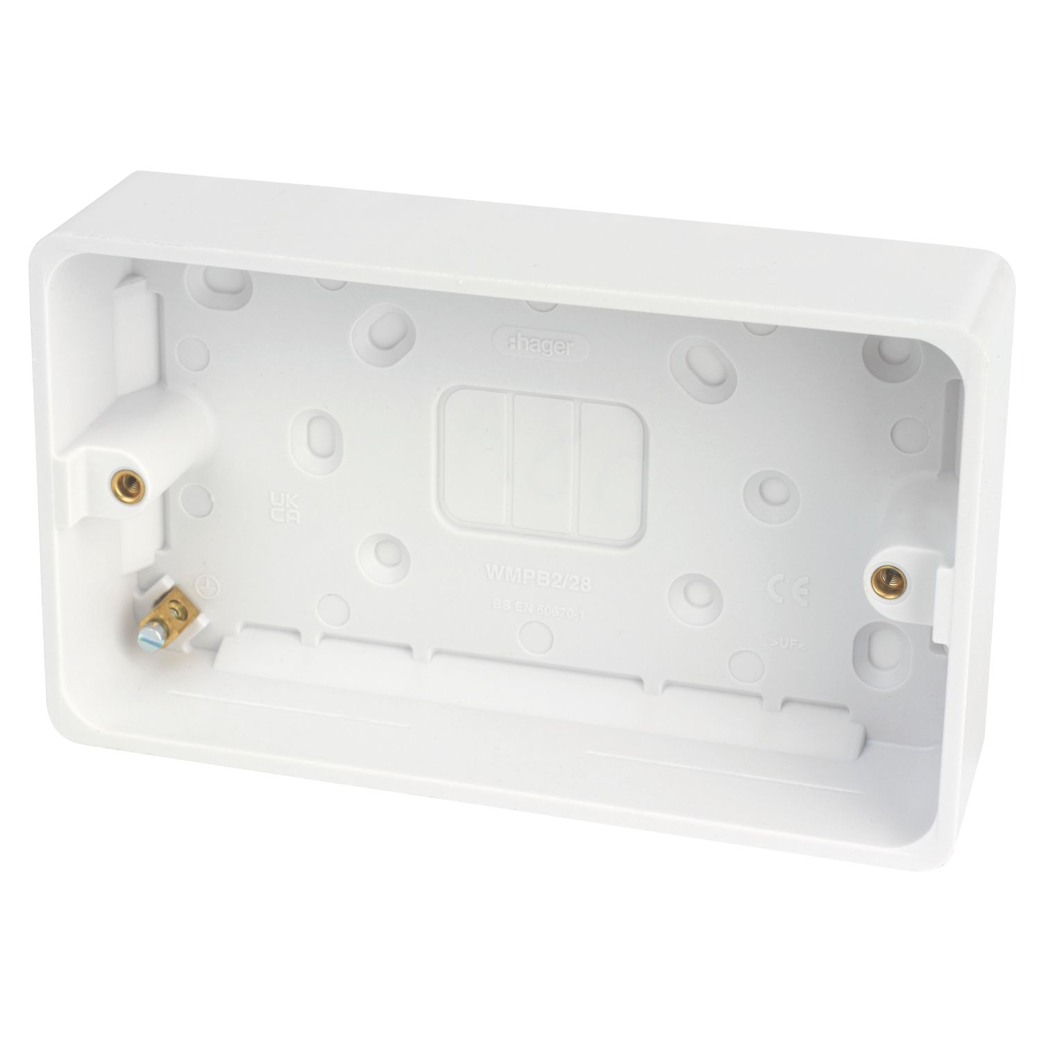 Hager Sollysta WMPB2/28 2-Gang Surface Pattress Back Box 28mm (138AM)