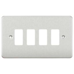 Knightsbridge  4-Module Grid Faceplate Brushed Chrome