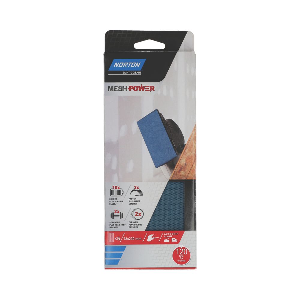 Norton Schleifmaterial Für Putz – 120er Körnung, 93 X 230 Mm, 3 Stück, Beidseitig Nutzbar