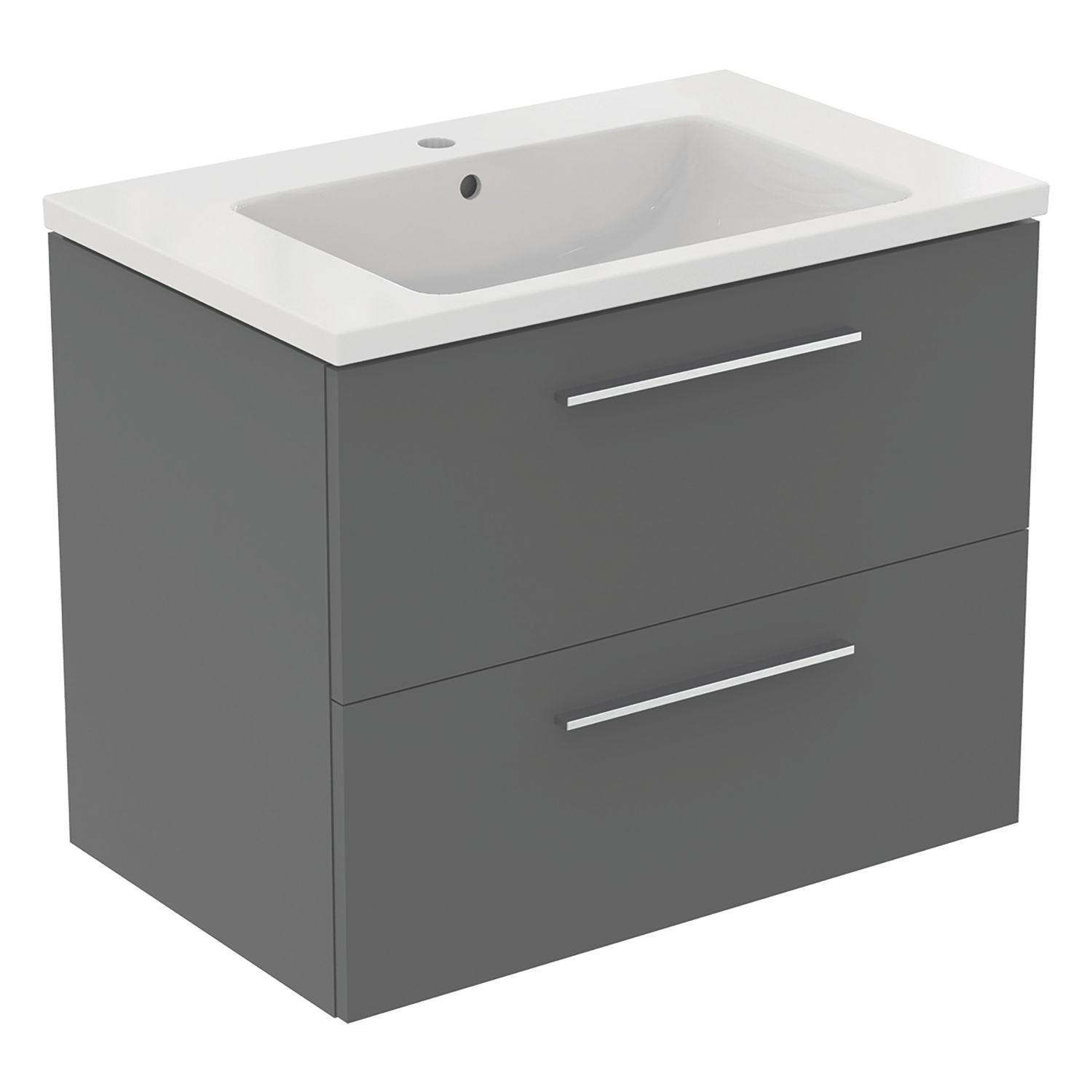 Ideal Standard i.life B Wall Hung Vanity Unit with Chrome Handles & Basin Matt Quartz Grey 800mm x 505mm x 630mm (138KC)