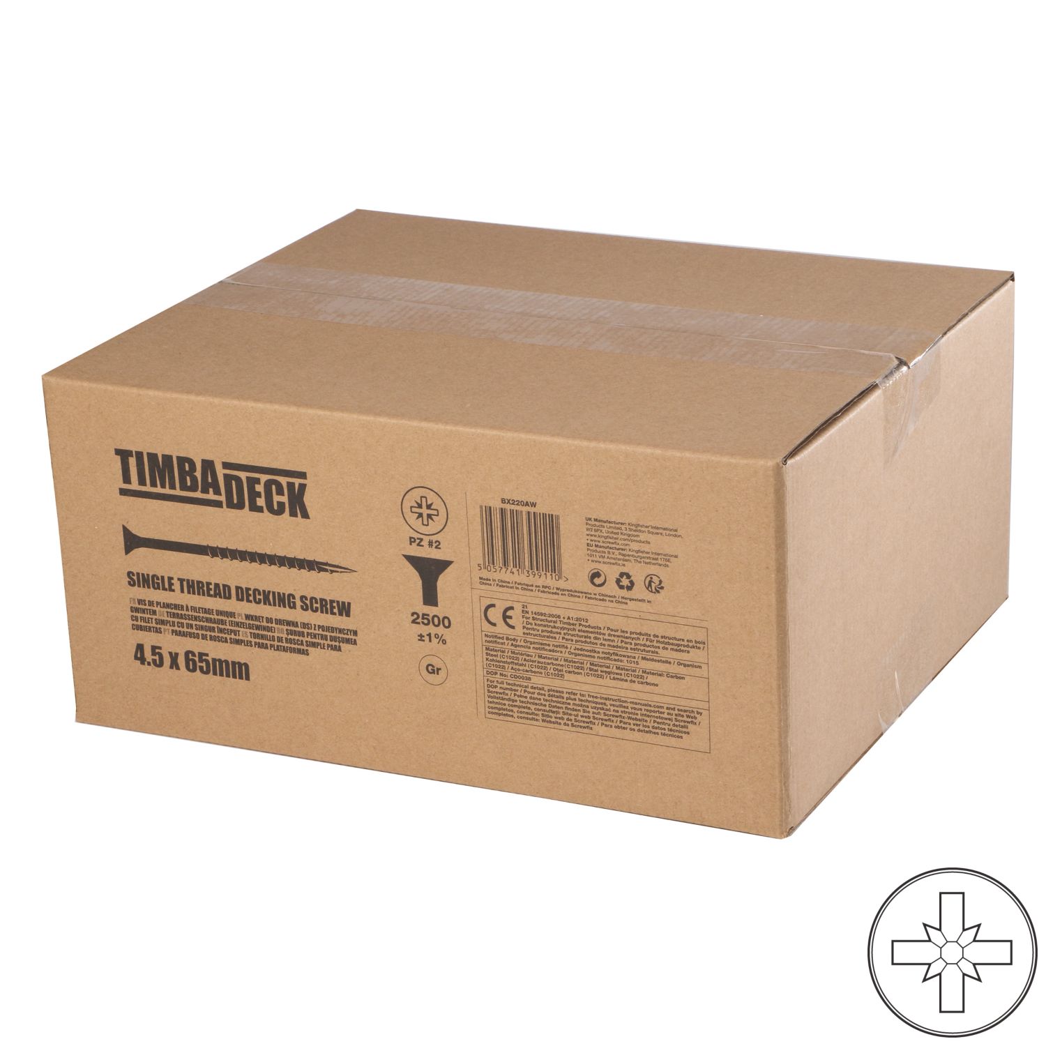 Timbadeck PZ Double-Countersunk Decking Screws 4.5mm x 65mm 2500 Pack (138PT)