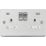 Knightsbridge  13A 2-Gang SP Switched Socket + 4.0A 20W 2-Outlet Type A & C USB Charger Brushed Chrome with White Inserts