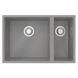 ETAL Comite 1.5 Bowl Composite Kitchen Sink Matt Grey Left-Handed 670mm x 440mm
